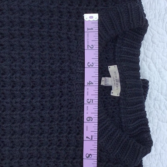 VTG Navy Burberry Unisex Cotton Crewneck Sweater Large - Picture 16 of 16